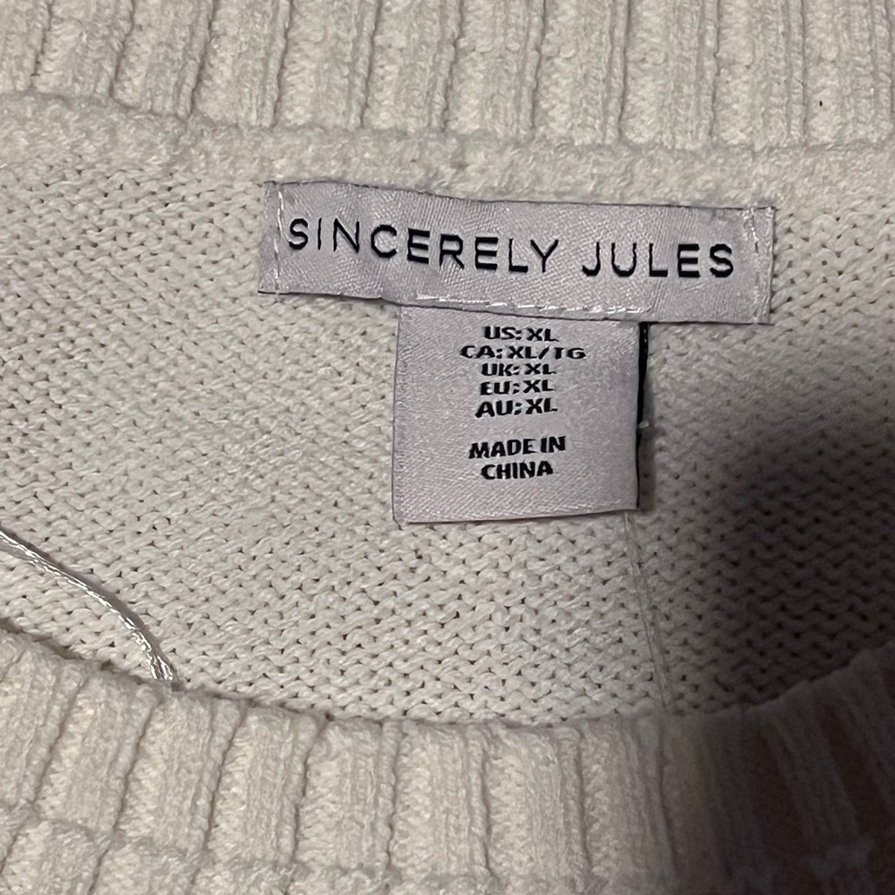 Cream and Orange Crew Neck Sweater w/matching tote bag - Picture 8 of 9